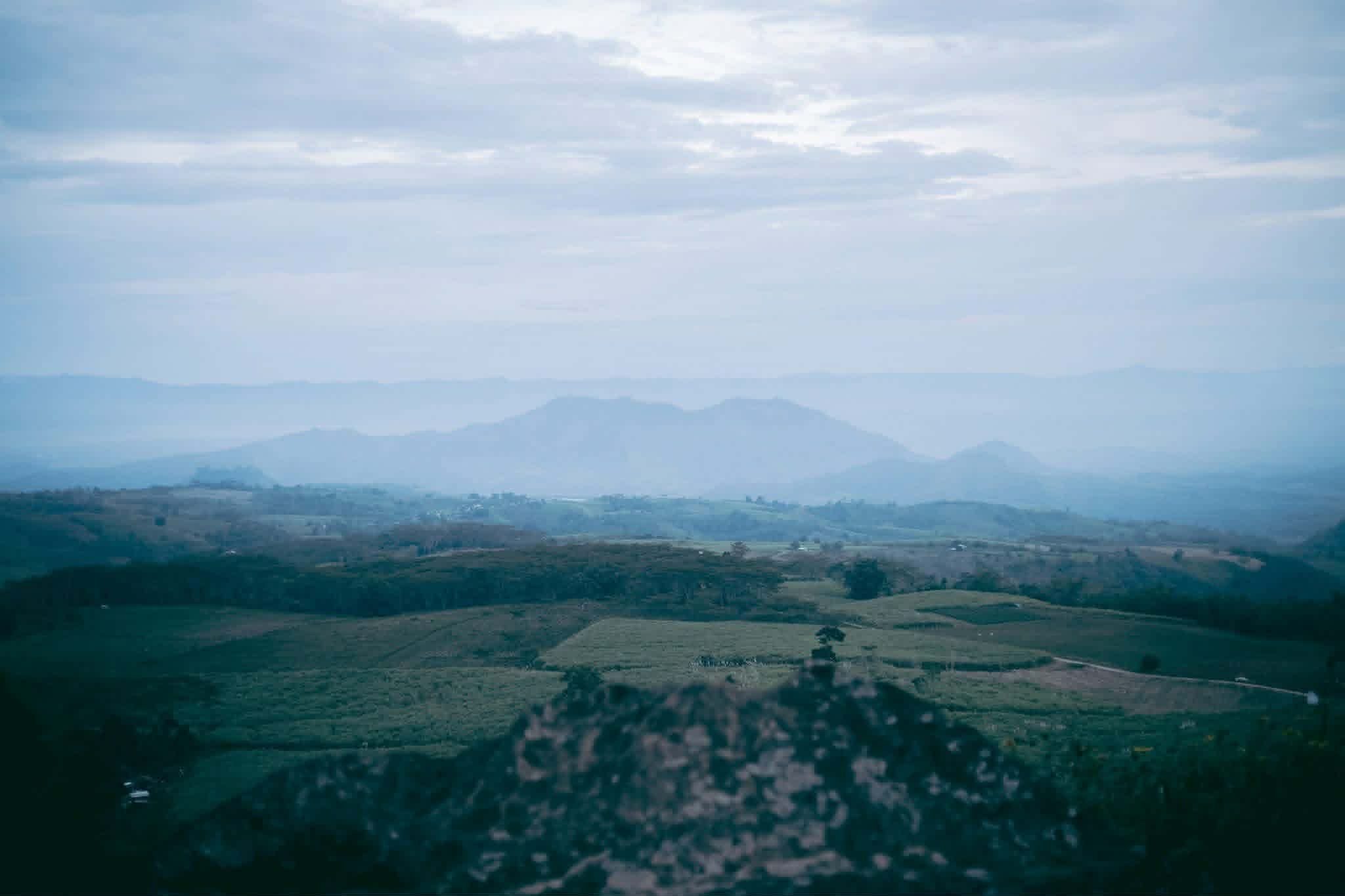Mountain landscape near coffee farms